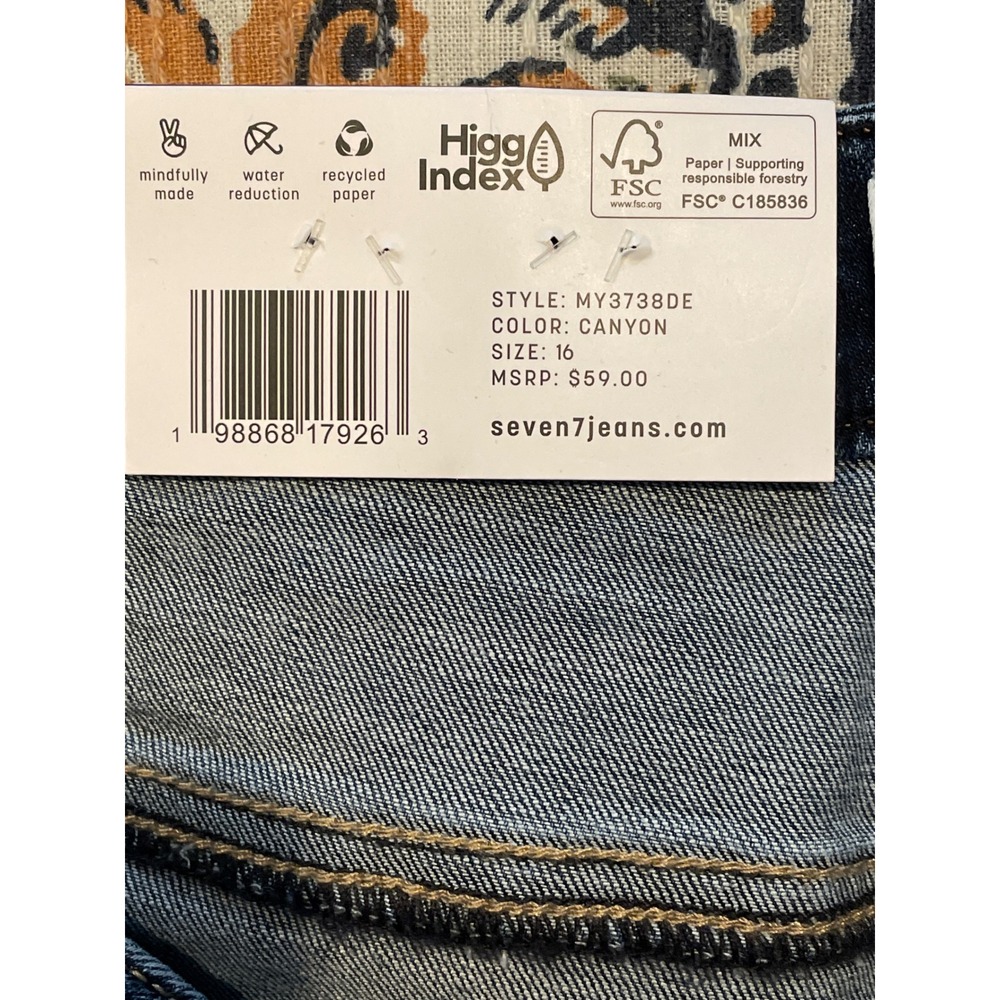 Seven7 High Rise Weekend Short Women's 16 Canyon Blue Clean Hem Plus Size New - Picture 6 of 13